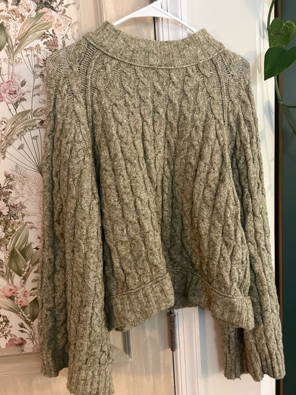 We The Free Cable Knit Turtleneck Sweater in Olive